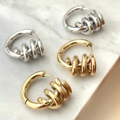 China 2022 TRENDY Fashion Design Stainless Steel Spring Hoop Earrings For Woman for sale