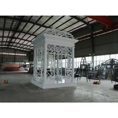 China Direct Iron JURUI Factory Outdoor Garden Green Wrought Iron Pavilion Green Iron House for sale