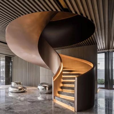 China JURUI factory direct sale carbon steel modern elegant style glass curved staircase used stair tread spiral stairs customized stairs for sale