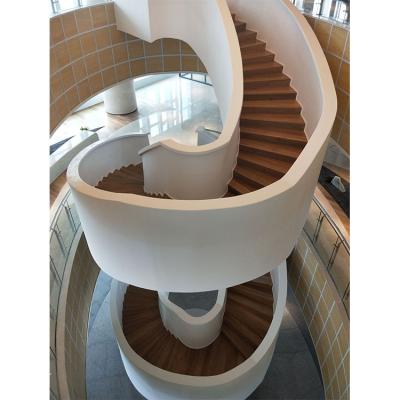 China JURUI factory direct sale style carbon steel and glass curved stair modern elegant used spiral stair tread stairs customized stairs for sale