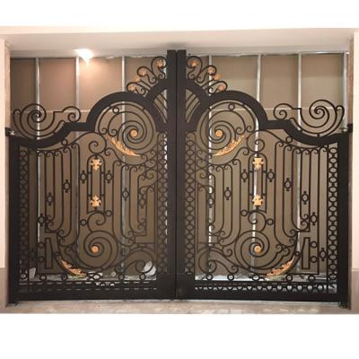 China JUJRUI factory direct sale easily assembled high quality smart wrought iron aluminum gate for villa home garden for sale