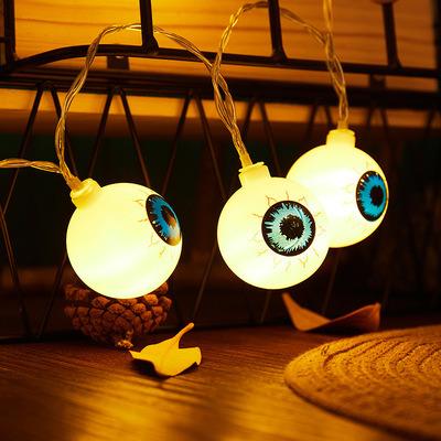 China 2021 New Halloween Holiday Decorations China Factory Wholesale Funny Scary Eyeball Led Ghost Festival String Lights Holiday Decoration Lights for sale