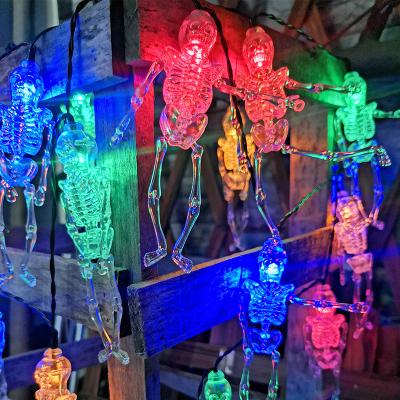 China Halloween Ornament 2021 Outdoor Waterproof LED Halloween Decoration Solar Powered String Ghost Skeleton Light for sale