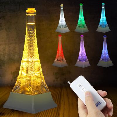 China Unique Gifts 12 Inch Eiffel Paris Tower Modern Remote Control Night Light Lamp with USB Rechargeable Battery for Bedroom Home Decor for sale