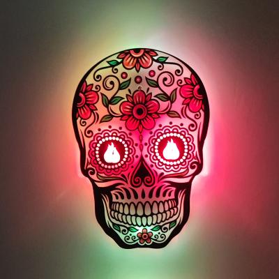 China Modern Skull Lamp LED Decor Night Light Motion Sensor Wall Lamps Colorful Acrylic Auto Sensing Night Lights for Home Kid Boys Girls for sale