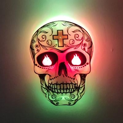 China Modern Cool Night Light Colorful Acrylic Skull 2022 Motion Sensor Led Wall Lamp Auto Sensing Night Lights For Halloween Holiday Gifts for sale