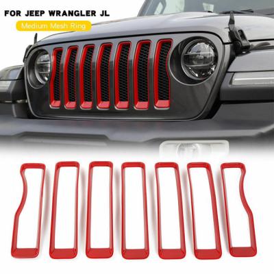 China ABS Plastic Front Grille Trim Inserts Covers Grill For 2018-219 JL Jeep Wrangler Matte Black for sale