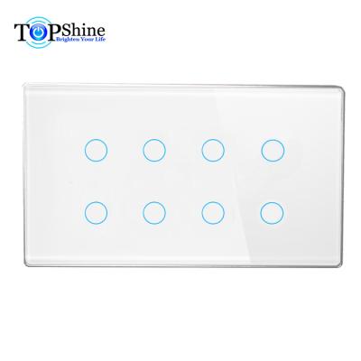 China Topshine Waterproof 147mm x 86mm Newly Developed 8 Band Tuya App Wifi Touch Smart Switch Compatible with Alex and Google Home for sale