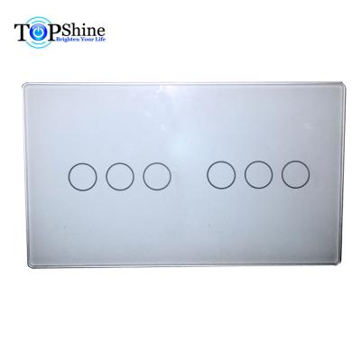 China Topshine EU UK 6 band wifi remote control tuya app wifi wall switch works with alexa and google home for smart home for sale