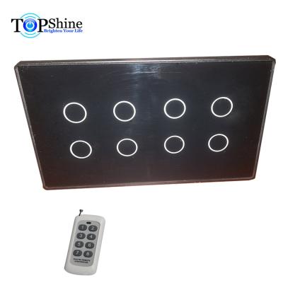 China Waterproof Newly Developed Topshine Type 147 Modularized 8 Gang RF433 Touch Remote Control Wall Switch for sale