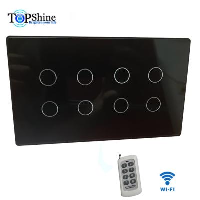 China Topshine tuya app 8 band rf wifi touch waterproof switch compatible with Alex and Google home for voice control for sale