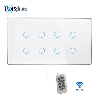 China Topshine 1 to 8 life app band wifi rf touch waterproof smart switch compatible with echo and google home for smart home for sale