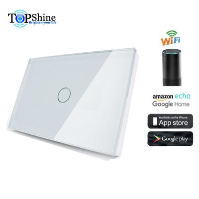 China Waterproof type US standard 1 band wall switch wifi works with alexa and google home for voice control for sale