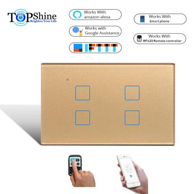 China Topshine 120 Touch Life Smart Mobile APP RF433 Wifi Remote Control Type Waterproof Switch Compatible with Echo and Google Assistant for sale