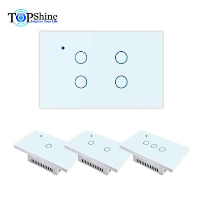 China AU Waterproof Topshine USA standard Tuya band wifi rf433 touch remote control switch and smart life APP 1 2 3 4 for sale