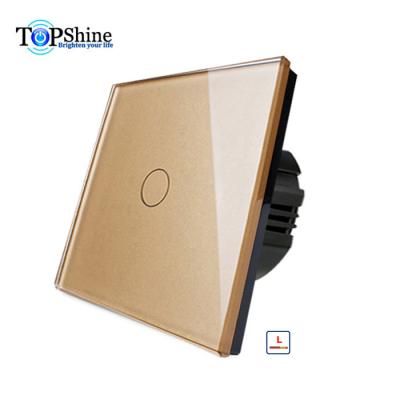 China Waterproof 1 Strip Gold Tempered Glass Panel Light Touch Capacitive Switch With LED Backlight Indicator for sale