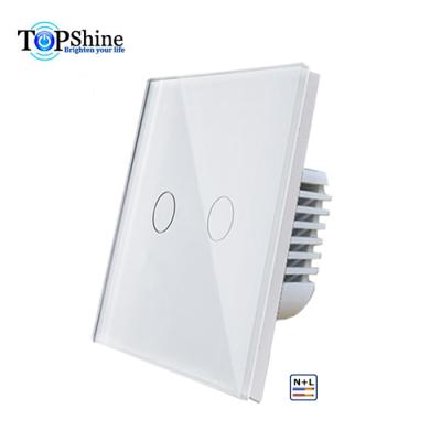 China EU Waterproof 2 Gang Waterproof Touch Panel UK Standard Crystal Wall Switch for sale