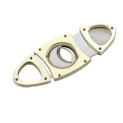 China Cigar Cutters Stainless Steel Blade Tobacco Easy Clean Wholesale Golden Cigar Cutters Double Cigar Cutters for sale