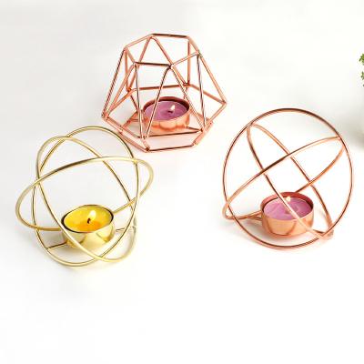 China Wholesale High Quality Cheap Eco-friendly Rose Decorative Metal Gold Candle Holder for sale