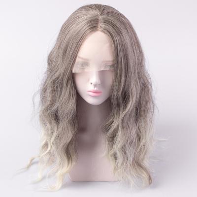 China European and American fashion natural wave lace front wig wholesale color gradient curly hair long beard corn style synthetic hair for sale