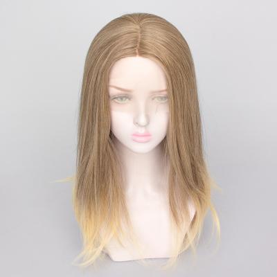 China Straight European Style Wig Set Medium Point Long Straight Human Hair Lace Front Gradient Color Female High Temperature Silk Synthetic Wig for sale