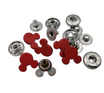 China Nickel Free Custom Colored Spring Push Button Clothes Mickey Shape Buttons for sale