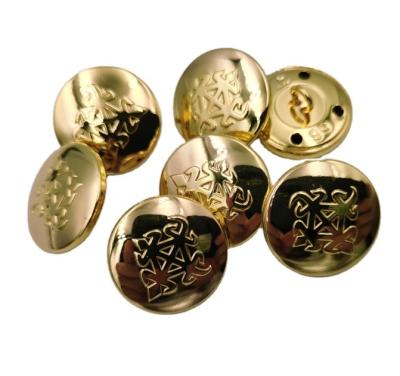 China Custom Fancy Design Irregular Shiny Gold Button Fashion Coat Metal Button Nickel Free for sale