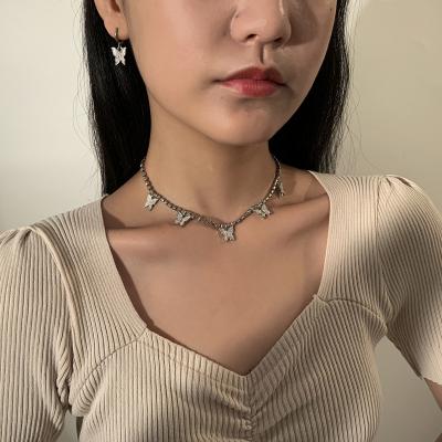 China SHIXIN Dubai TRENDY Bridal Gold Jewelry Women Set Jewelry Tennis Choker Butterfly Choker Chain Necklace And Earring Set For Girl for sale