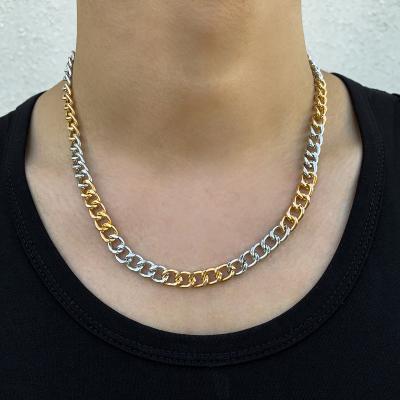 China SHIXIN Classic Designer Necklaces Gold Color Link Chain Necklace Simple Mixed Silver Trendy Hip Hop Necklace For Women Men for sale