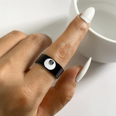 China FASHIONABLE Stainless Steel Ring Jewelry by SHIXIN Neo 8 Gothic Black For Men Hip Hop Lucky Number Black Color Accessories Ring Lover Gifts for sale