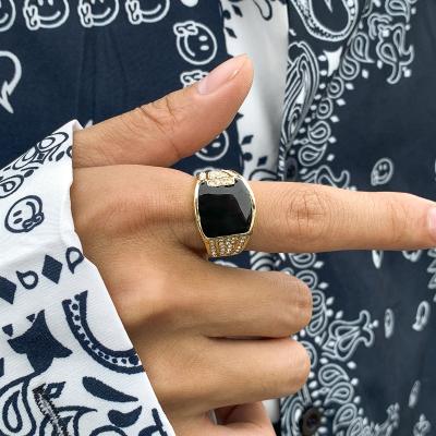 China SHIXIN Men's Ring Shiny Rhinestone Crystal Ring Men's Ring Shiny Rhinestone Crystal Ring Trendy Gold Silver Punk Geometric Ring for sale