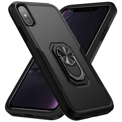 China Amazon Hot Selling Shockproof Wholesale 360 ​​Degree Back Metal Ring Convenient Grip Rotating Matte Mobile Phone Accessories Cover Case For iPhone X for sale