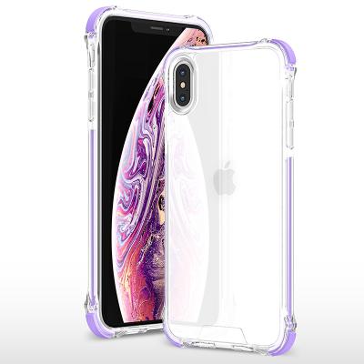 China Shockproof Hot Selling Acrylic Tpu Clear Strip 3 In 1 Four Corners Drop Resistance Phone Case For iPhone X xs xs xsmax for sale