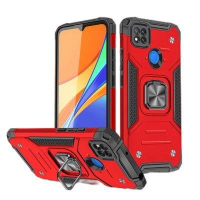 China Armor Fashion Design Military Grade Shiock Metal Proof Shockproof Ring Kickstand TPU Magnetic Car Mount Phone Case For Redmi 8a 9c Prime for sale