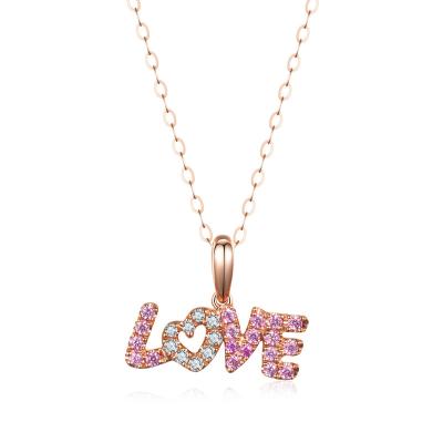 China Wholesale FASHIONABLE China Dancing Necklaces 18K Pendant Red Love Letter Diamond Necklace Jewelry for sale