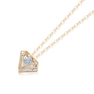 China Hot Sale TRENDY Dancing Diamond Necklace Triangle Shaped Yellow White Separation Diamond Jewelry 18K Real for sale