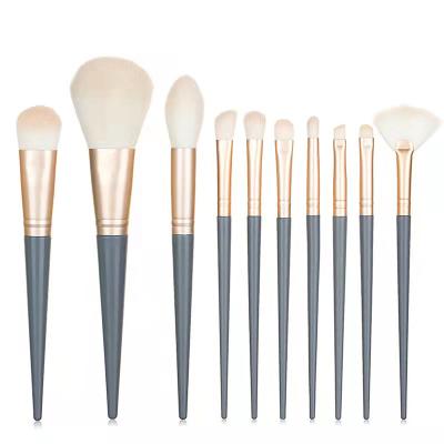 China Angular Blush Makeup Brush Set 10pcs Premium Cosmetic Brush for Foundation Blush Concealer Eyeshadow eyebrow highlight Pink Make up brush for sale