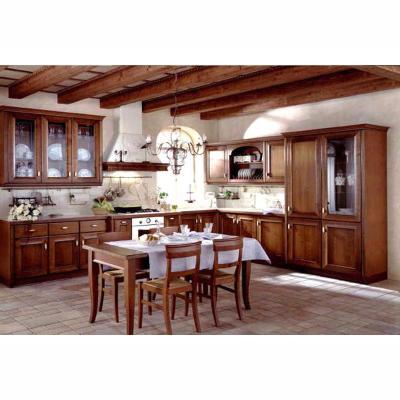 China CLASSIC Solid Wood Finished Kitchen Pantry Cabinets Design Ideas Fitted Kitchen for sale