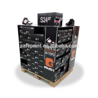 China For Promotion and Improve Brand Effect Slipper Display Stand Cardboard Sports Shoes Show Corrugated Pallet Display for sale