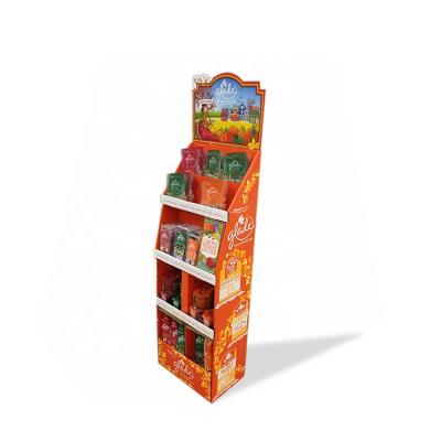 China Supermarket new designs pop up floor display cardboard orange custom display racks made in china for sale