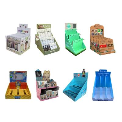 China PDQ Recyclable Cardboard Counter Display With Hooks , Corrugated Cardboard Table Top Display Rack for sale