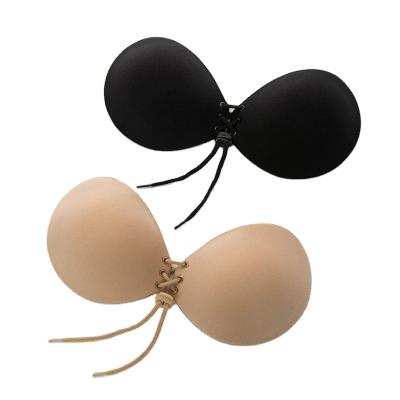 China Antibacterial Women Round Adjustable Bra Drawstring Bra Care Hand Cup Lift Up Strapless Backless Bra Invisible Sticky Sponge for sale