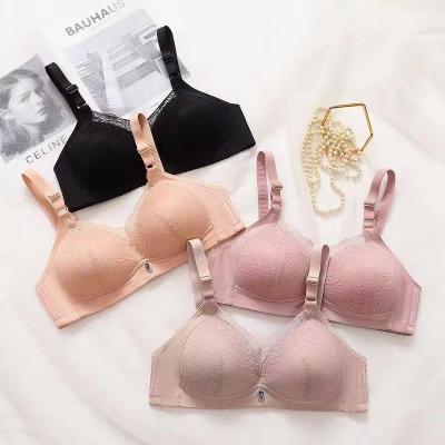 China Dropshipping large breast bras ropa de mujer section wire bra lace gathering push up floral bra sexy free thin interior QUICK DRY lingerie for sale