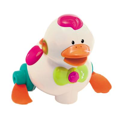 China 100% Eco-friendly Kids Baby Music Auby Duck Laying Egg With Sound Educational Musical Toys for sale