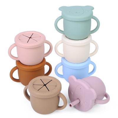 China New Sustainable Durable Silicone Straw Cup High Quality Drinking Bottles New Design Kids Baby Eco-Friendly Training Drinking Bottles for sale