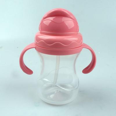 China Drinking Water Baby BPA Free Milk Training Feeding Cup With Sraw Lid Handle Bottle Plastic Sippy Baby Feeding Bottle for sale