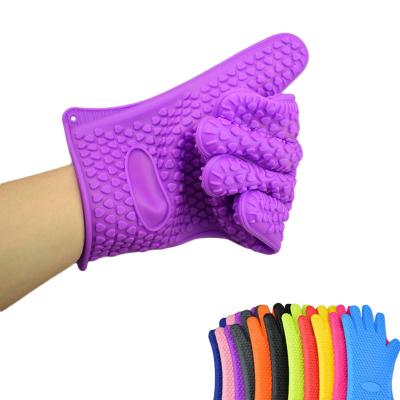 China 100% Eco-friendly Non-slip Silicone Microwave Oven Kitchen Cooking High Temperature Resistant Mitts for sale