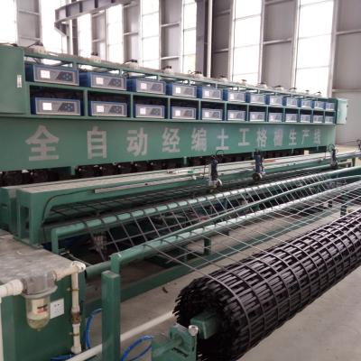 China Automatic 20 Heads Geogrid Welding Machine Steel Ultrasonic Plastic Composite Geogrid Production Line for sale