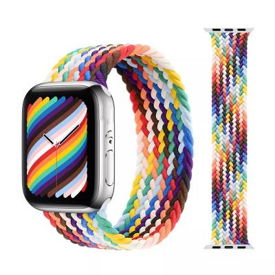 China 2022 New Men's Wholesale Soft Rubber Elastic Braided Solo Buckle Silicone Nylon Woven Watch Band Straps Correa Straps For Apple Iwatch Apple Watch Bands for sale