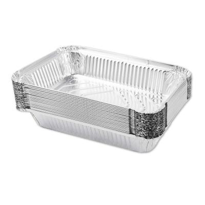 China Silver Rectangular 750ml Aluminum Foil Baking Disposable Food Container With Lids for sale